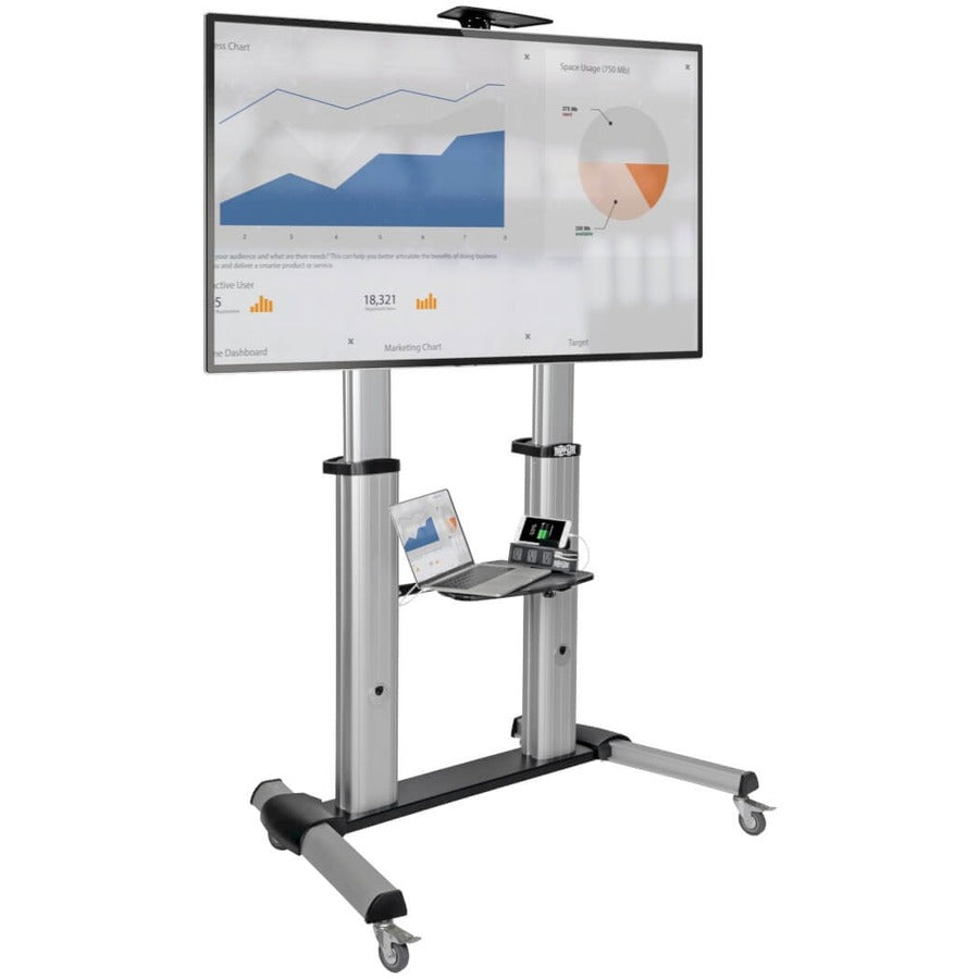 Eaton Tripp Lite Series Heavy-Duty Rolling TV Stand, Height Adjustable, 60" - 100" Screens — DMCS60100XX