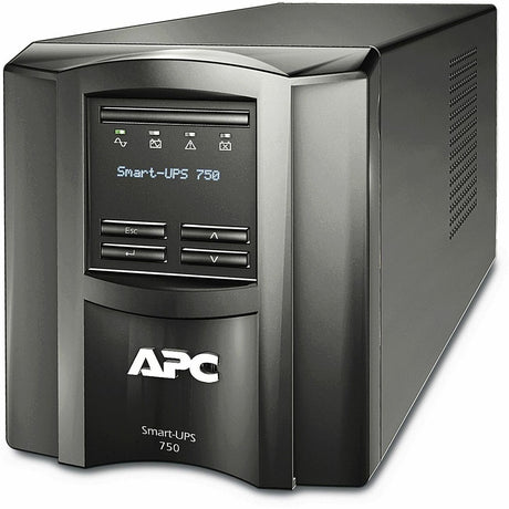 APC Smart-UPS, Line Interactive, 750VA, Tower, 120V, 6x NEMA 5-15R outlets, SmartConnect Port+SmartSlot, AVR, LCD — SMT750C