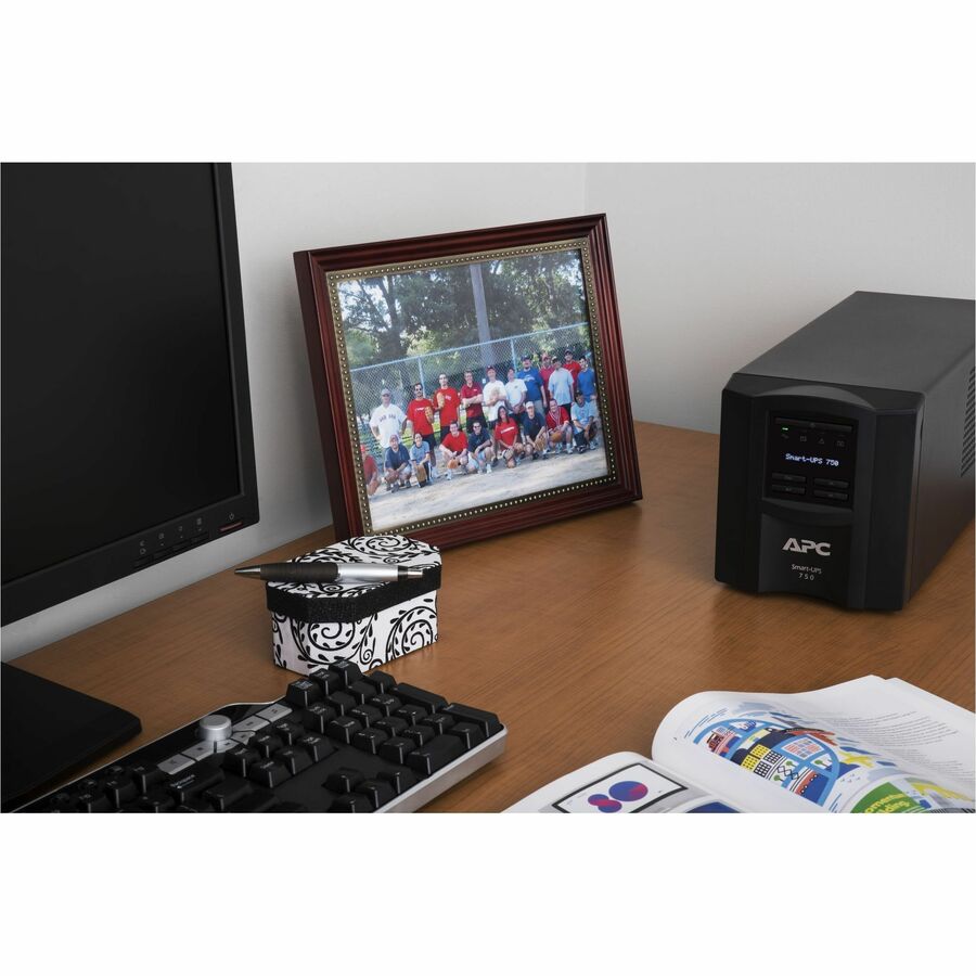 APC Smart-UPS, Line Interactive, 750VA, Tower, 120V, 6x NEMA 5-15R outlets, SmartConnect Port+SmartSlot, AVR, LCD — SMT750C
