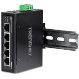 TRENDnet 5-Port Industrial Fast Ethernet DIN-Rail Switch, TI-E50, 5 x Fast Ethernet Ports, IP50 Rated, Extreme Temperature Operating Range, 1Gbps Switching Capacity, Lifetime Protection — TI-E50