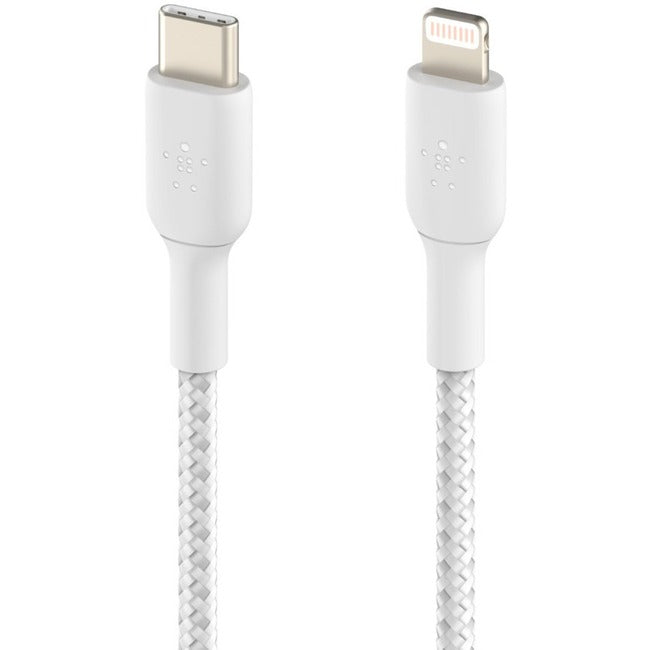 Belkin Braided USB-C to Lightning Cable (2m / 6.6ft, White) — CAA004bt2MWH