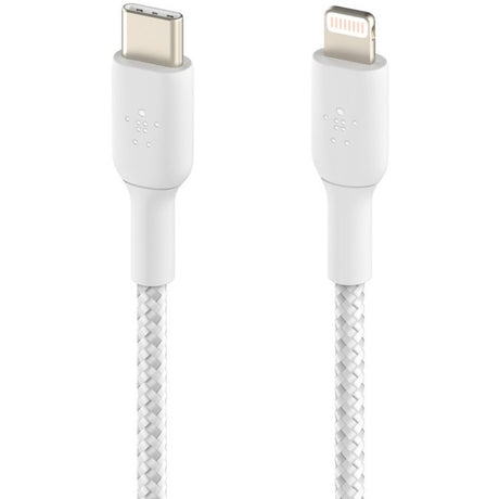 Belkin Braided USB-C to Lightning Cable (2m / 6.6ft, White) — CAA004bt2MWH
