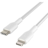 Belkin Braided USB-C to Lightning Cable (2m / 6.6ft, White) — CAA004bt2MWH