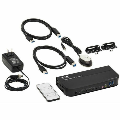Eaton Tripp Lite Series 2-Port HDMI/USB KVM Switch - 4K 60 Hz, HDR, HDCP 2.2, IR, USB Sharing, USB 3.0 Cables — B005-HUA2-K
