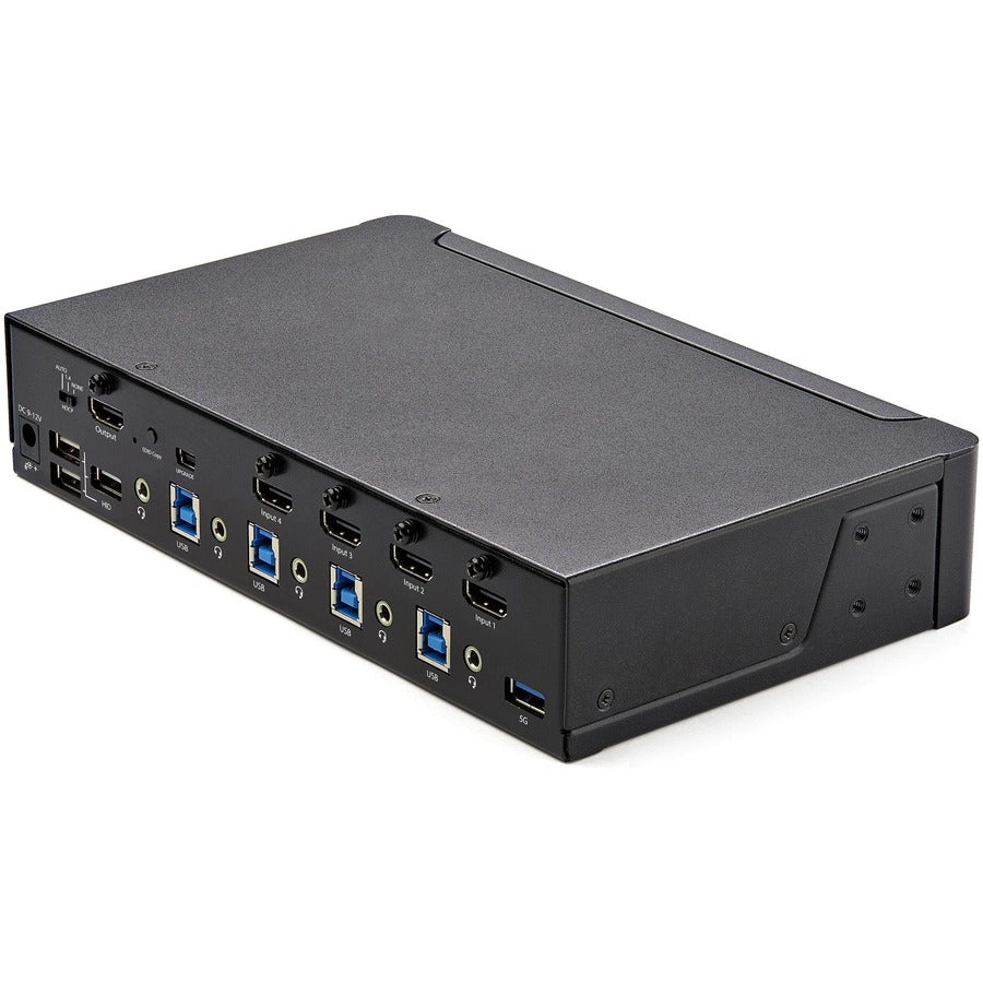 StarTech.com 4 Port HDMI KVM Switch 4K 60Hz UHD HDR, HDMI 2.0 Single Monitor, 2 Port USB 3.0 Hub, 4x USB HID, Audio, Hotkey Switching, TAA — SV431HU34K6