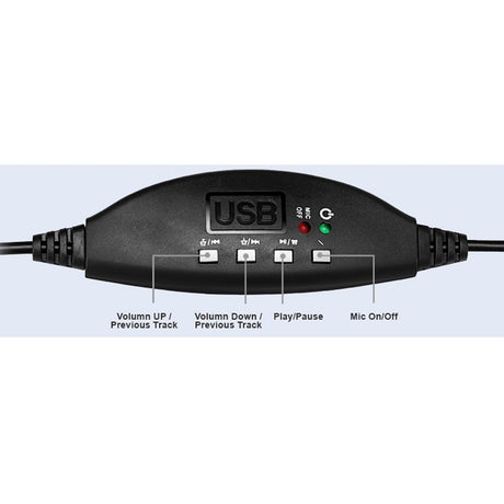 Adesso USB Stereo Headset with Adjustable Microphone- Noise Cancelling- Mono - USB - Wired - Over-the-head - 6 ft Cable -, Omni-directional Microphone - Black — XtreamP2