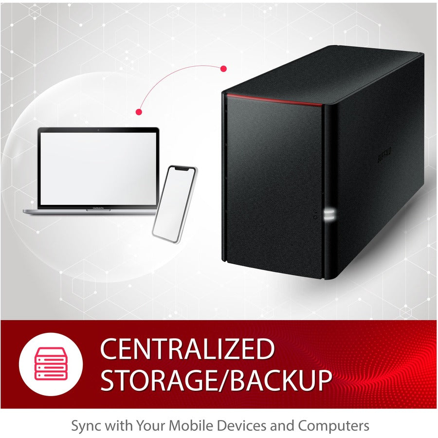 BUFFALO LinkStation SoHo 220 2-Bay Personal Cloud Office NAS 12TB (2x6TB) with Hard Drives Included — LS220D1202B