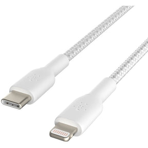 Belkin BoostCharge Braided USB-C to Lightning Cable (1 meter / 3.3 foot, White) — CAA004bt1MWH