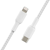 Belkin BoostCharge Braided USB-C to Lightning Cable (1 meter / 3.3 foot, White) — CAA004bt1MWH