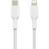 Belkin BoostCharge Braided USB-C to Lightning Cable (1 meter / 3.3 foot, White) — CAA004bt1MWH