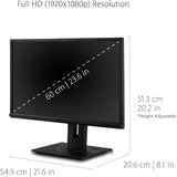 ViewSonic VG2440 24 Inch IPS 1080p Ergonomic Monitor with HDMI, DisplayPort, VGA, USB Inputs for Home and Office — VG2440