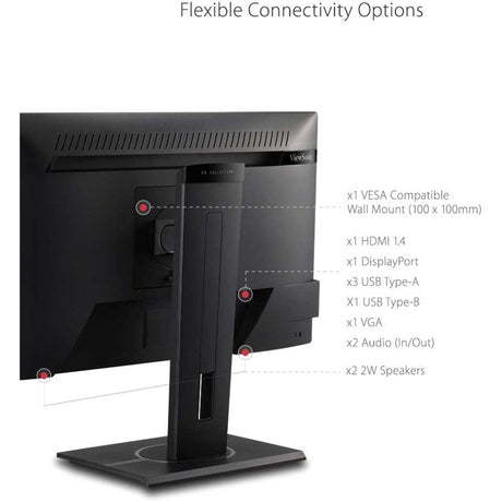ViewSonic VG2440 24 Inch IPS 1080p Ergonomic Monitor with HDMI, DisplayPort, VGA, USB Inputs for Home and Office — VG2440