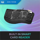 Adesso Desktop Ergonomic Smart Card Reader Keyboard (TAA Compliant) — AKB-150SB-TAA