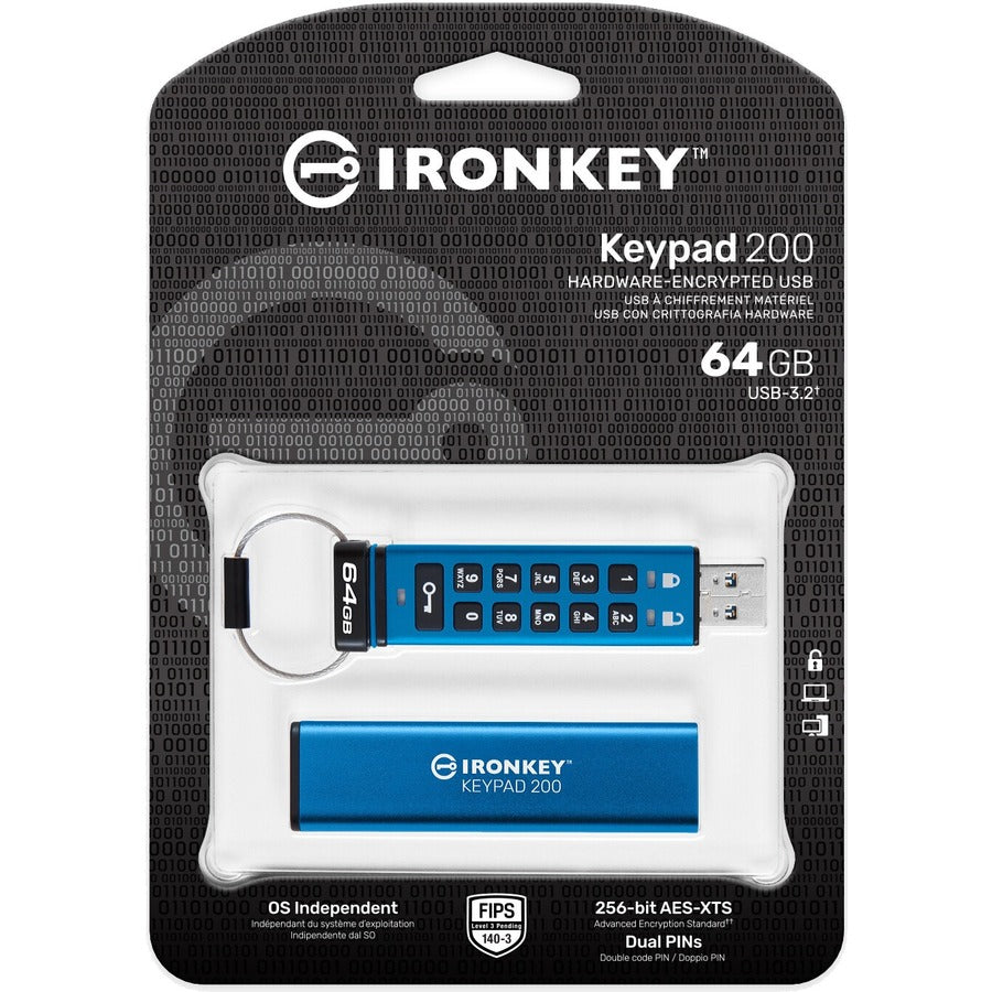 IronKey Keypad 200 64GB USB 3.2 (Gen 1) Type A Flash Drive — IKKP200/64GB