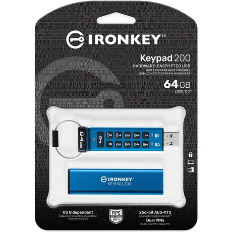 IronKey Keypad 200 64GB USB 3.2 (Gen 1) Type A Flash Drive — IKKP200/64GB