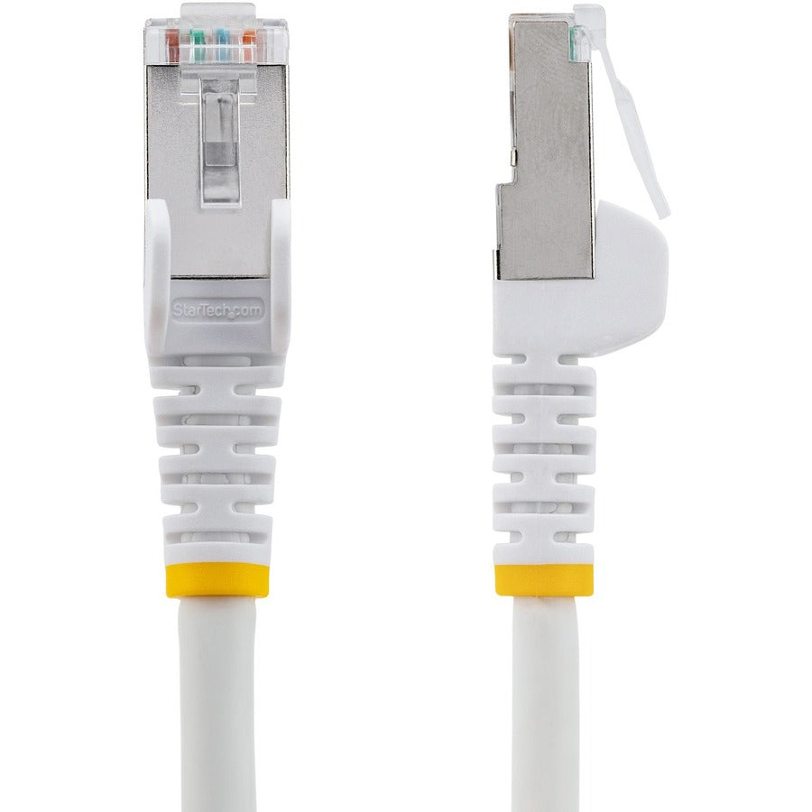 StarTech.com 15ft CAT6a Ethernet Cable, White Low Smoke Zero Halogen (LSZH) 10 GbE 100W PoE S/FTP Snagless RJ-45 Network Patch Cord — NLWH-15F-CAT6A-PATCH