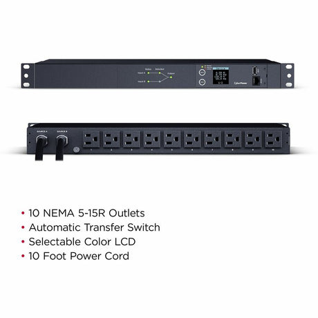 CyberPower PDU24001 Single Phase 100 - 120 VAC 15A Metered ATS PDU — PDU24001