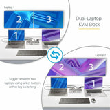 StarTech.com Dual-Laptop USB-C KVM Docking Station, Dual Monitor 4K 60Hz DisplayPort KVM Dock, 5x USB Hub, GbE, 90W/45W PD, Windows/Mac — 129N-USBC-KVM-DOCK