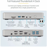 StarTech.com Thunderbolt 4 Multi-Display Docking Station, Quad/Triple/Dual Monitor Dock, 2x HDMI/2x DP, 7x USB Hub, 2.5Gb Ethernet, 98W PD — 132N-TB4USB4DOCK