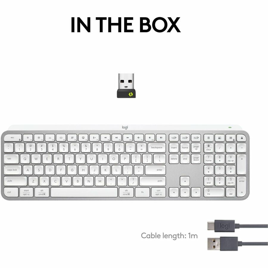 Logitech MX Keys S Wireless Keyboard, Low Profile, Fluid Precise Quiet Typing, USB C Rechargeable, Pale Gray — 920-011559