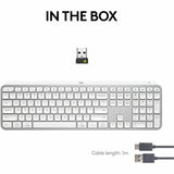 Logitech MX Keys S Wireless Keyboard, Low Profile, Fluid Precise Quiet Typing, USB C Rechargeable, Pale Gray — 920-011559