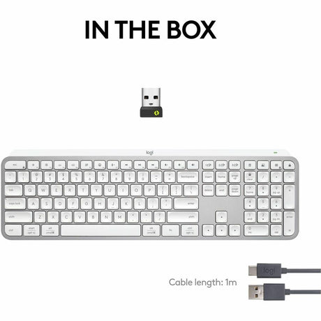 Logitech MX Keys S Wireless Keyboard, Low Profile, Fluid Precise Quiet Typing, USB C Rechargeable, Pale Gray — 920-011559