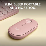Logitech Pebble Mouse 2 M350s Slim Bluetooth Wireless Mouse, Portable, Customizable Button, Quiet Clicks, Tonal Rose — 910-007023