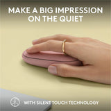 Logitech Pebble Mouse 2 M350s Slim Bluetooth Wireless Mouse, Portable, Customizable Button, Quiet Clicks, Tonal Rose — 910-007023