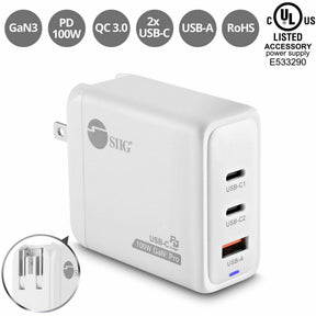SIIG 100W GaN PD Combo Charger - 2C1A — AC-PW1Z11-S1