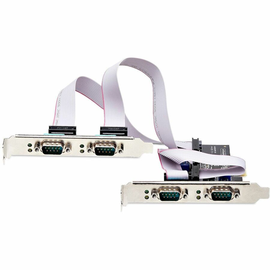 StarTech.com 4-Port Serial PCIe Card, Quad-Port RS232/RS422/RS485 Card, 16C1050 UART, ESD Protection, Windows/Linux, TAA-Compliant — PS74ADF-SERIAL-CARD
