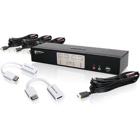 IOGEAR 4-Port HDMI KVMP with DisplayPort Adapters Bundle — GCS1794DPKIT