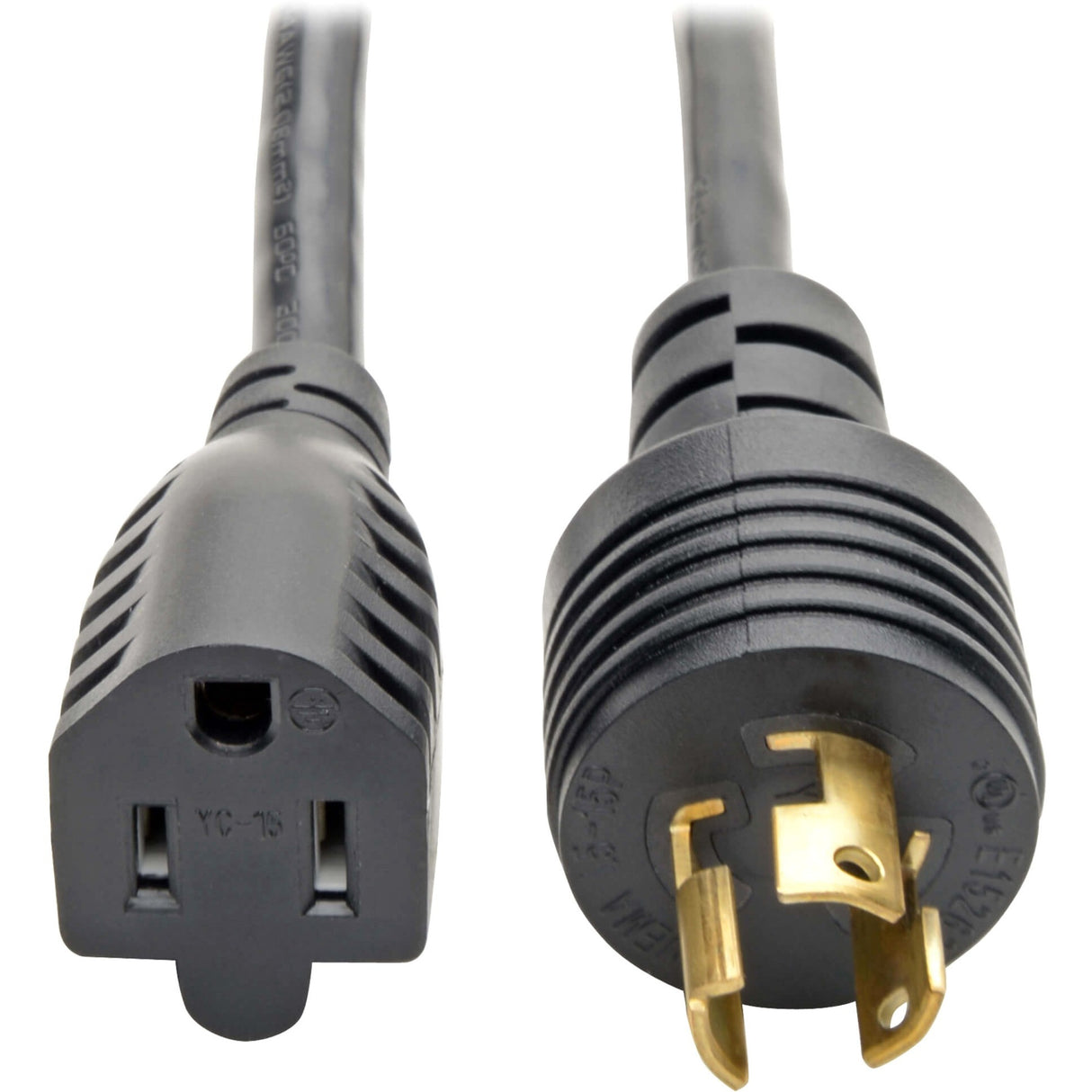 Eaton Tripp Lite Series Power Cord Adapter, NEMA 5-15R to NEMA L5-15P - Heavy-Duty, 15A, 120V, 14 AWG, 1 ft. (0.31 m), Black — P025-001