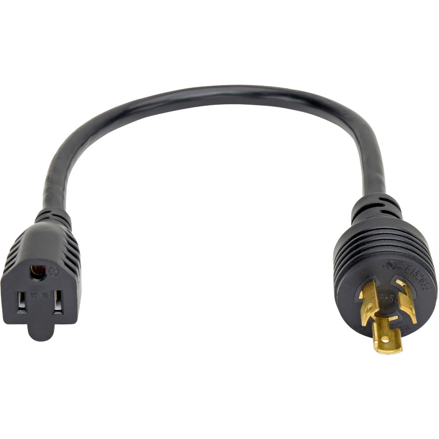 Eaton Tripp Lite Series Power Cord Adapter, NEMA 5-15R to NEMA L5-15P - Heavy-Duty, 15A, 120V, 14 AWG, 1 ft. (0.31 m), Black — P025-001