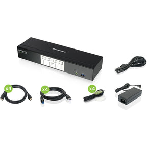 IOGEAR 4-Port 4K KVMP Switch with HDMI Connection, USB 3.0 Hub, and Audio (TAA) — GCS1934H