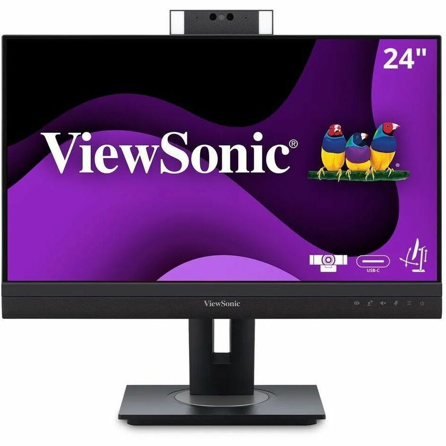 ViewSonic VG2457V 24 Inch 1080p Video Conference Docking Monitor with Windows Hello Compatible IR Webcam, Advanced Ergonomics, and 90W USB C for Home and Office — VG2457V