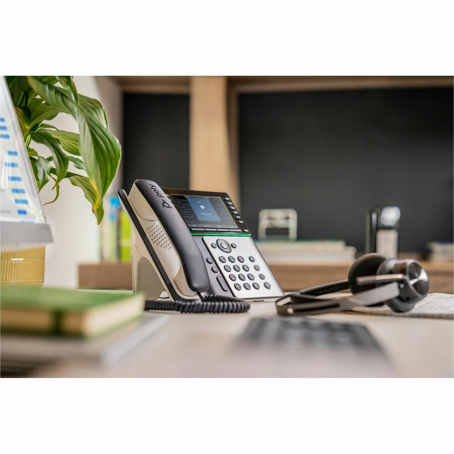 Poly Edge E550 IP Phone - Corded - Corded/Cordless - Bluetooth, Wi-Fi, NFC - 3 Multiple Conferencing - Desktop, Wall Mountable - White, Midnight Blue — 82M91AA