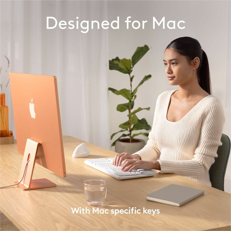 Logitech Wave Keys for Mac, Wireless Ergonomic Keyboard with Cushioned Palm Rest, Comfortable Natural Typing, Bluetooth Keyboard, Easy-Switch, Optimized for Mac, Apple, iPad, Off-white — 920-012402