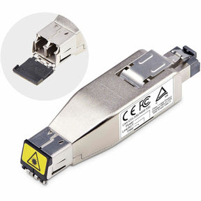 StarTech.com Gigabit Fiber to RJ45 Ethernet Media Converter Dongle, PoE Powered, SMF/MMF, Single/Multimode Optical Fiber, TAA — D01ML55P-FIBER-MEDIA