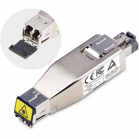 StarTech.com Gigabit Fiber to RJ45 Ethernet Media Converter Dongle, PoE Powered, SMF/MMF, Single/Multimode Optical Fiber, TAA — D01ML55P-FIBER-MEDIA