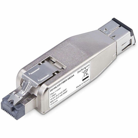 StarTech.com Gigabit Fiber to RJ45 Ethernet Media Converter Dongle, PoE Powered, SMF/MMF, Single/Multimode Optical Fiber, TAA — D01ML55P-FIBER-MEDIA