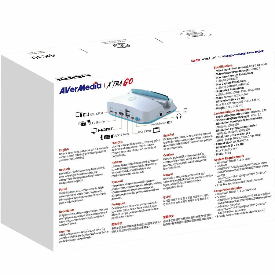 AVerMedia X'TRA GO (GC515) Capture Card and Docking Station for Handheld/Mobile Device - White — GC515(White)