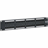 Eaton Tripp Lite Series 48-Port Cat6 Patch Panel - 4PPoE Compliant, 110/Krone, 568A/B, RJ45 Ethernet, 2U Rack-Mount, Black, TAA — N252-P48