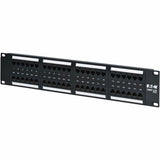 Eaton Tripp Lite Series 48-Port Cat6 Patch Panel - 4PPoE Compliant, 110/Krone, 568A/B, RJ45 Ethernet, 2U Rack-Mount, Black, TAA — N252-P48