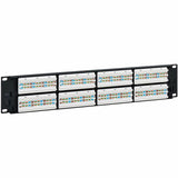 Eaton Tripp Lite Series 48-Port Cat6 Patch Panel - 4PPoE Compliant, 110/Krone, 568A/B, RJ45 Ethernet, 2U Rack-Mount, Black, TAA — N252-P48