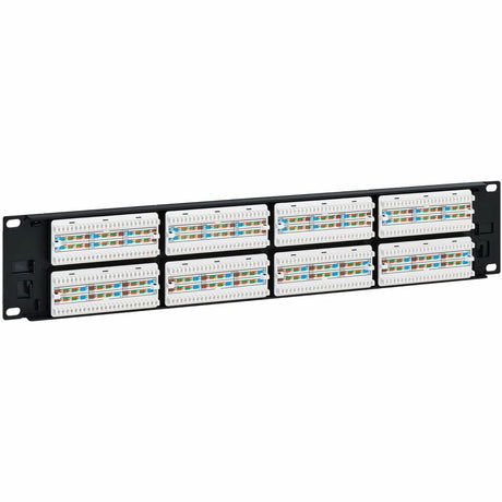 Eaton Tripp Lite Series 48-Port Cat6 Patch Panel - 4PPoE Compliant, 110/Krone, 568A/B, RJ45 Ethernet, 2U Rack-Mount, Black, TAA — N252-P48
