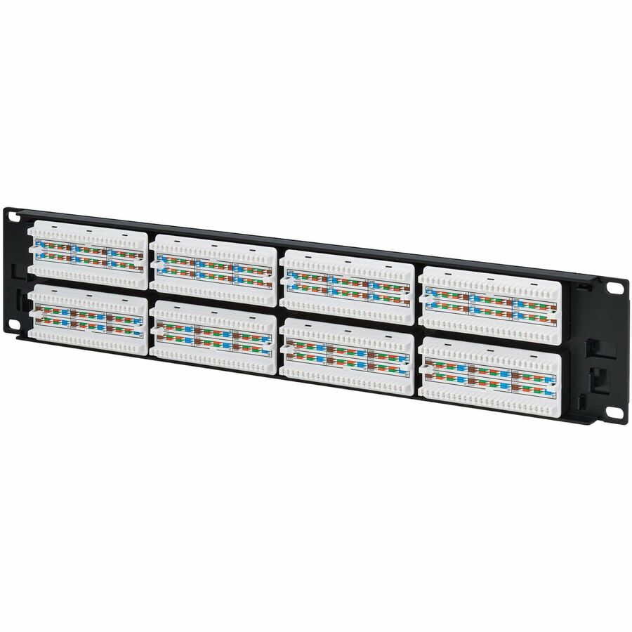 Eaton Tripp Lite Series 48-Port Cat6 Patch Panel - 4PPoE Compliant, 110/Krone, 568A/B, RJ45 Ethernet, 2U Rack-Mount, Black, TAA — N252-P48