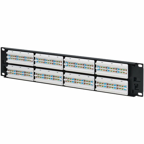 Eaton Tripp Lite Series 48-Port Cat6 Patch Panel - 4PPoE Compliant, 110/Krone, 568A/B, RJ45 Ethernet, 2U Rack-Mount, Black, TAA — N252-P48
