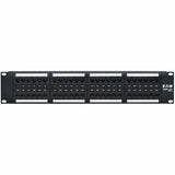 Eaton Tripp Lite Series 48-Port Cat6 Patch Panel - 4PPoE Compliant, 110/Krone, 568A/B, RJ45 Ethernet, 2U Rack-Mount, Black, TAA — N252-P48