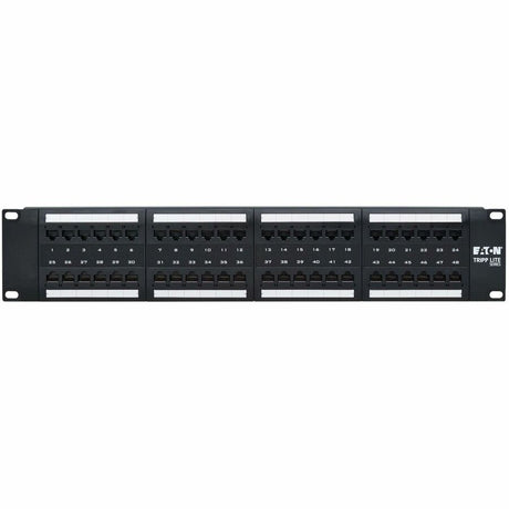 Eaton Tripp Lite Series 48-Port Cat6 Patch Panel - 4PPoE Compliant, 110/Krone, 568A/B, RJ45 Ethernet, 2U Rack-Mount, Black, TAA — N252-P48