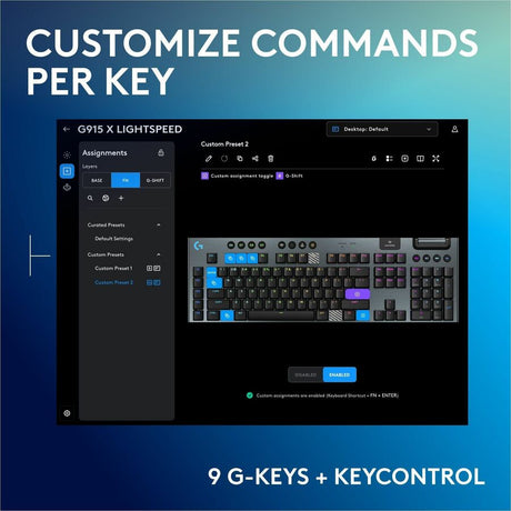 Logitech G915 X LIGHTSPEED Low-Profile Wireless Gaming Keyboard, Double-Shot PBT Keycaps, Fully Programmable Keys, RGB Backlighting, Sleek Aluminum Finishing, GL Red Linear Switches - PC/Mac — 920-012696
